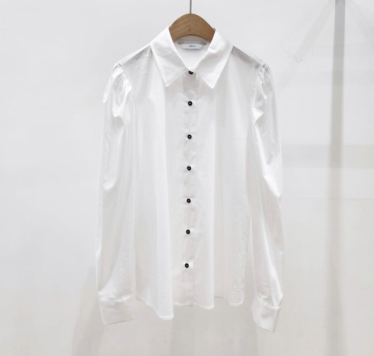 E16 New Basic Puff Sleeve Shirring Blouse Shirt