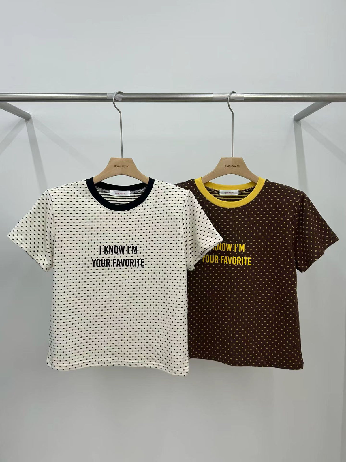 H27 波點字母撞色短袖 T-Shirt