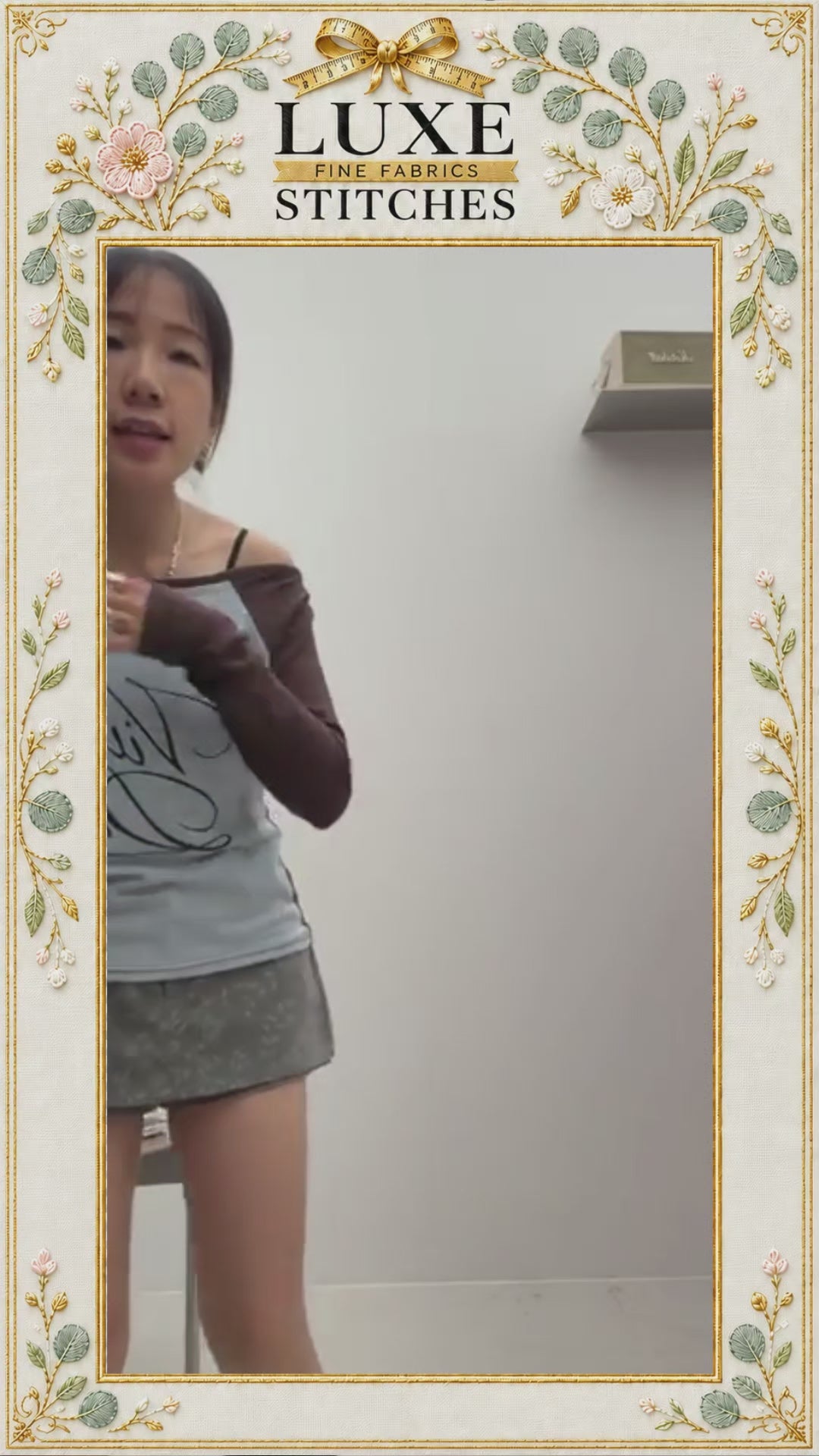 F38 弧線剪裁闊腳長褲