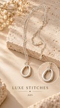 A05 Soft Oval Matte Silver Necklace