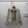 Hidden Button Cropped Jacket