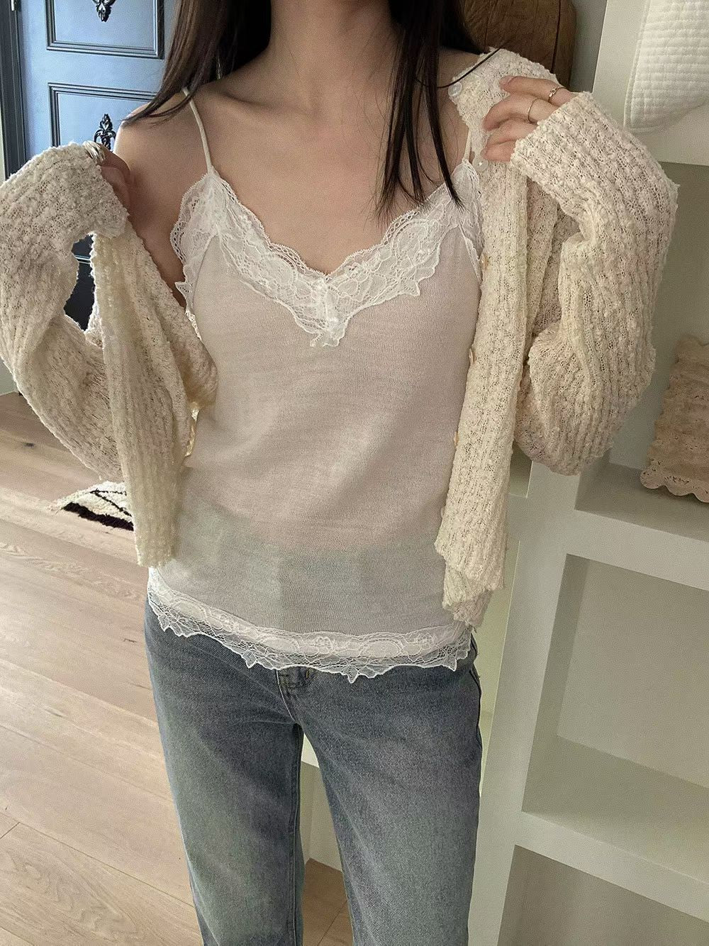 H46 knit lace vest