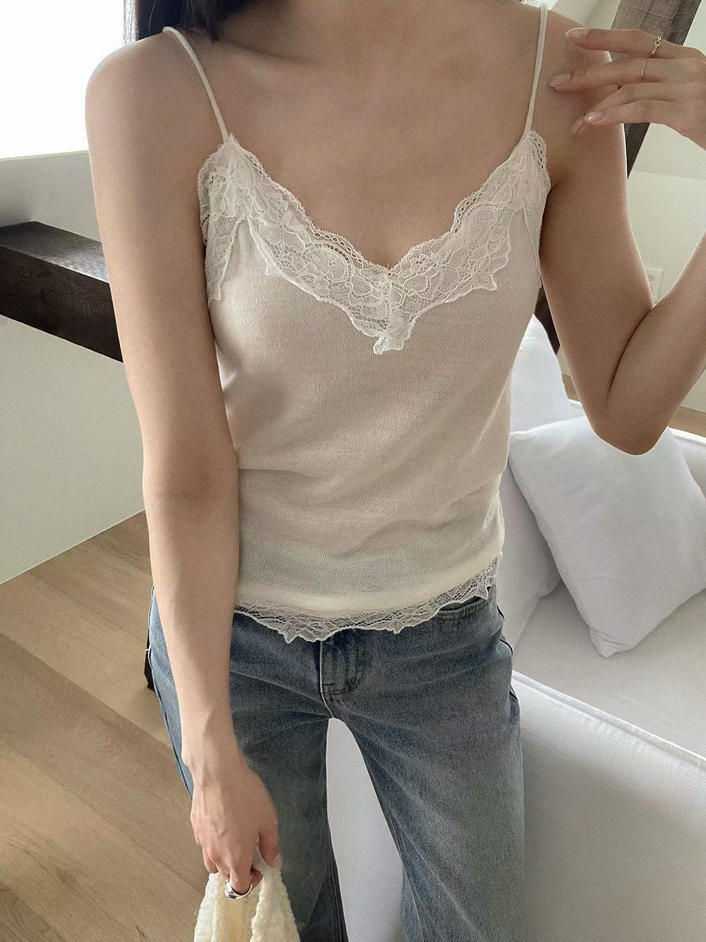 H46 knit lace vest