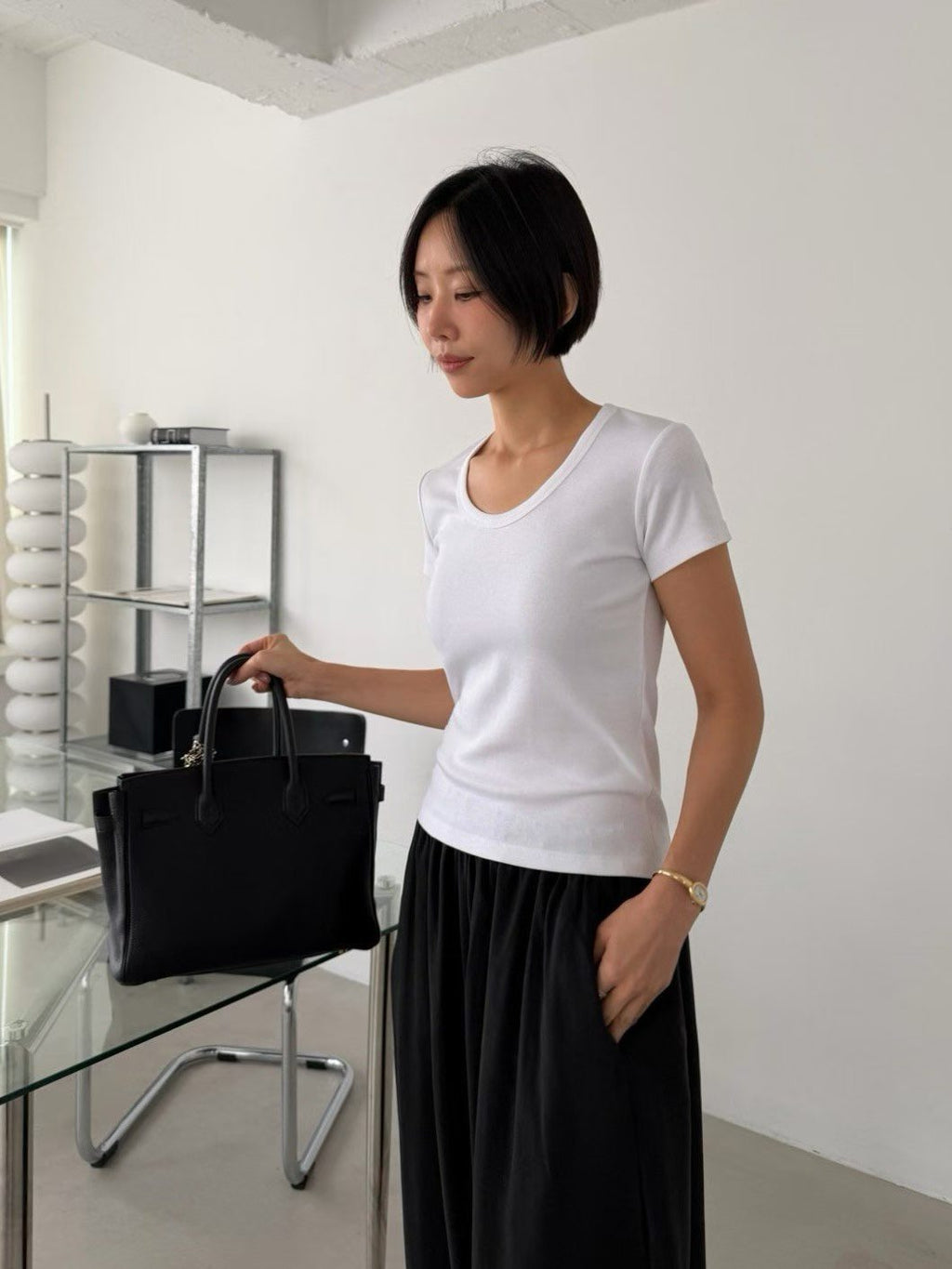 M02 slim u neck tee