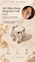 A11 Silver Rain Drop Ear Cuff